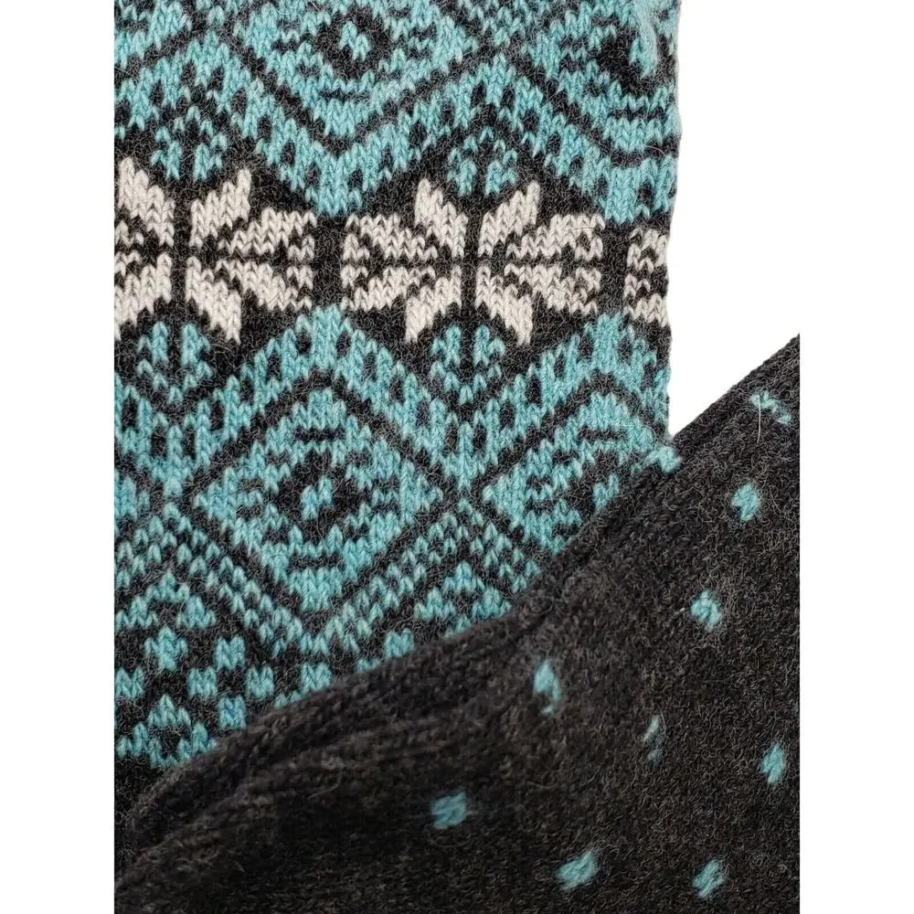 B.Ella Wool Cashmere Blend Crew Socks Fair Isle INGRID Snowflake‎ Gray 7-9.5 M